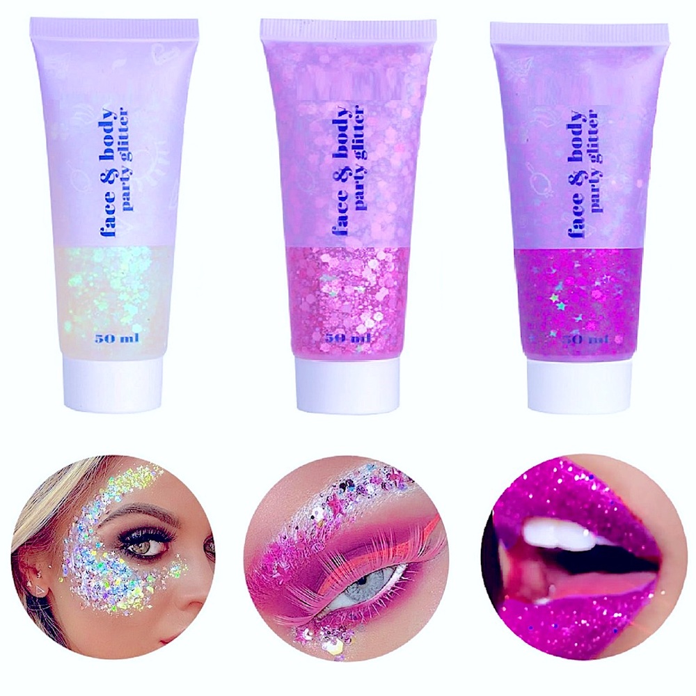 NWT 3pc Face & Body Party Glitter Gel Set – Festival Makeup